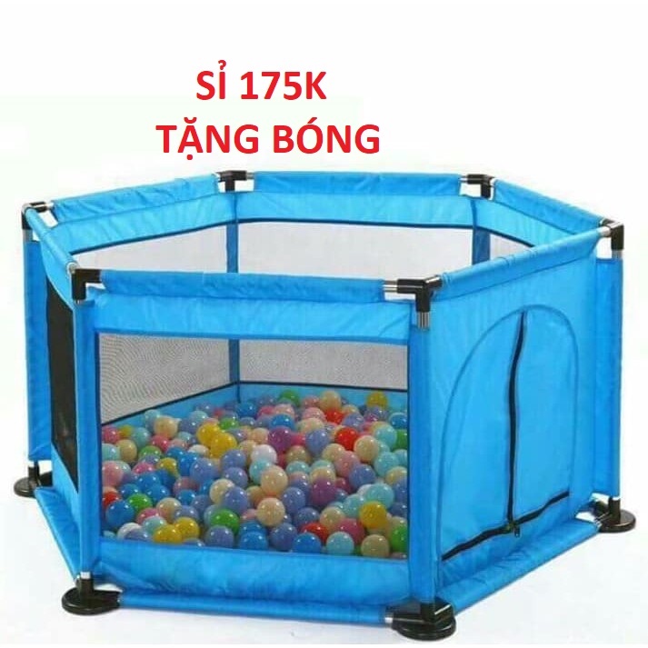 Quây cũi kiêm nhà bóng khung inox cho bé - Tặng kèm bóng