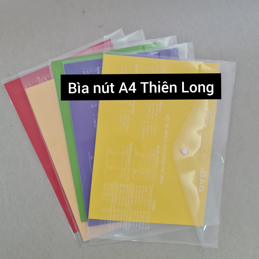 Bìa Nút A4 Thiên Long TL-HCB01, màu trong, HÀNG CHÍNH HÃNG, GIÁ SỈ