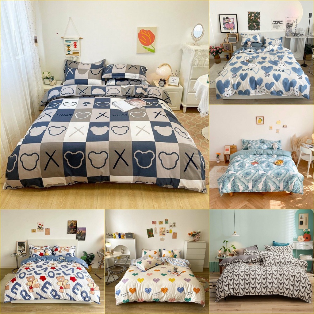 Bộ Chăn GA Gối Cotton Poly_Chăn GA Hàn Quốc Nhập Khẩu_Miễn phí bo chun ga giường theo size nệm