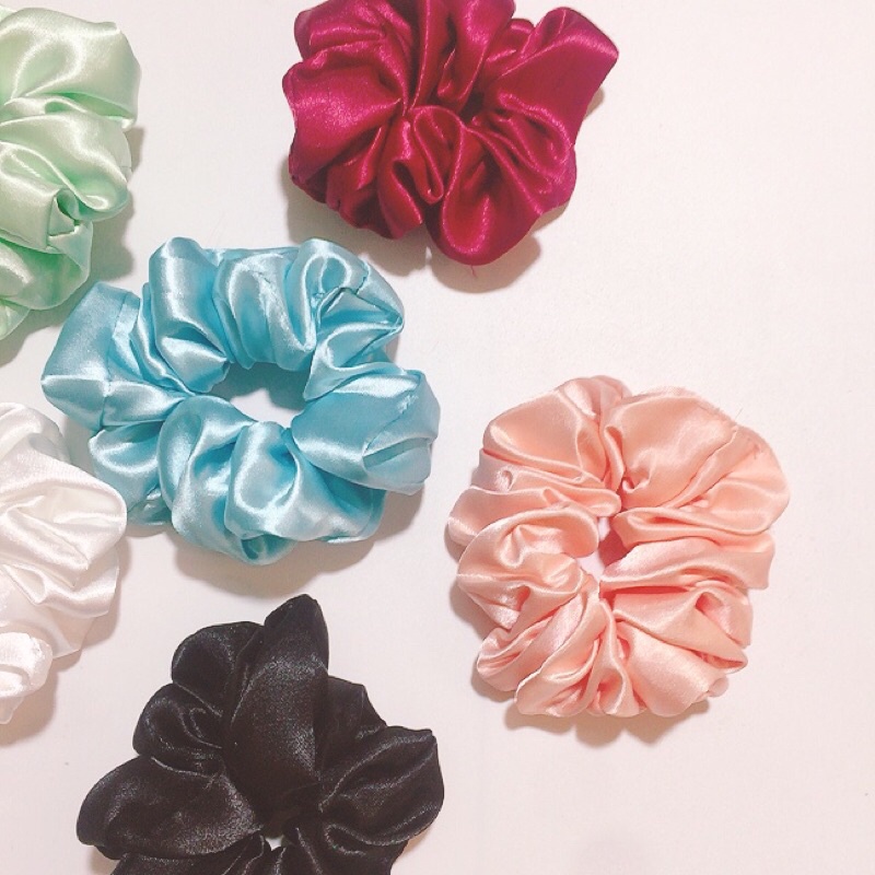 Scrunchies dây cột tóc vải chất phi lụa to siêu nhún