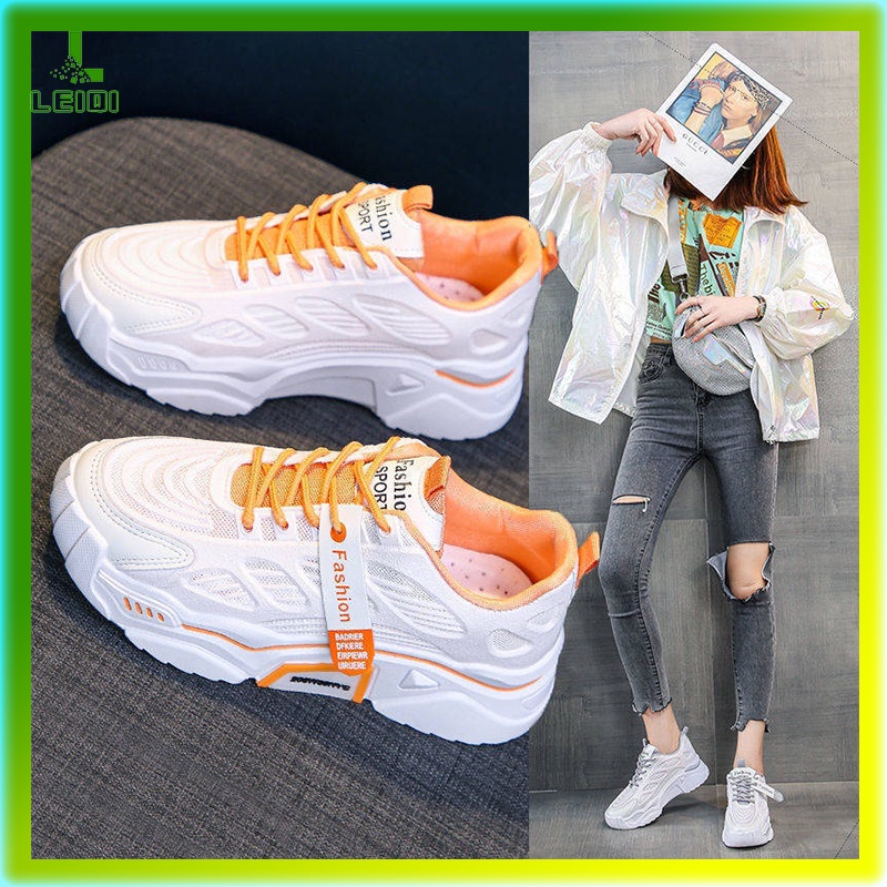 Giày cao gót nữ thể thao thời trang học sinh chất lượng cao hàn quốc thoáng khí đế thấp size 35-40