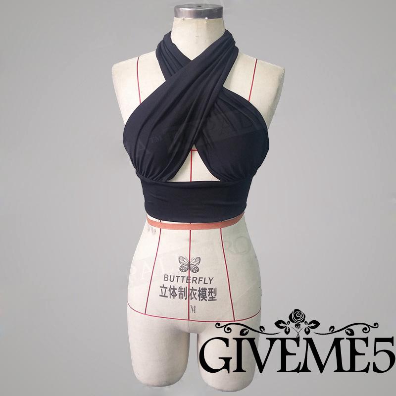 Sexy Women Cross Over Crop Top Sexy Nightclub Halter Neck Cut Out Sleeveless Tank Tops