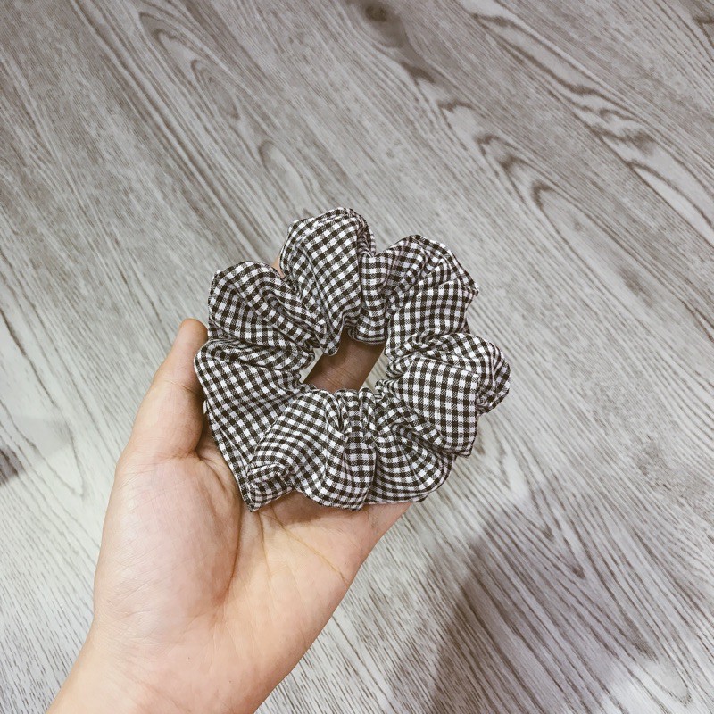 [ hottren ] Dây cột tóc vải scrunchies họa tiết caro