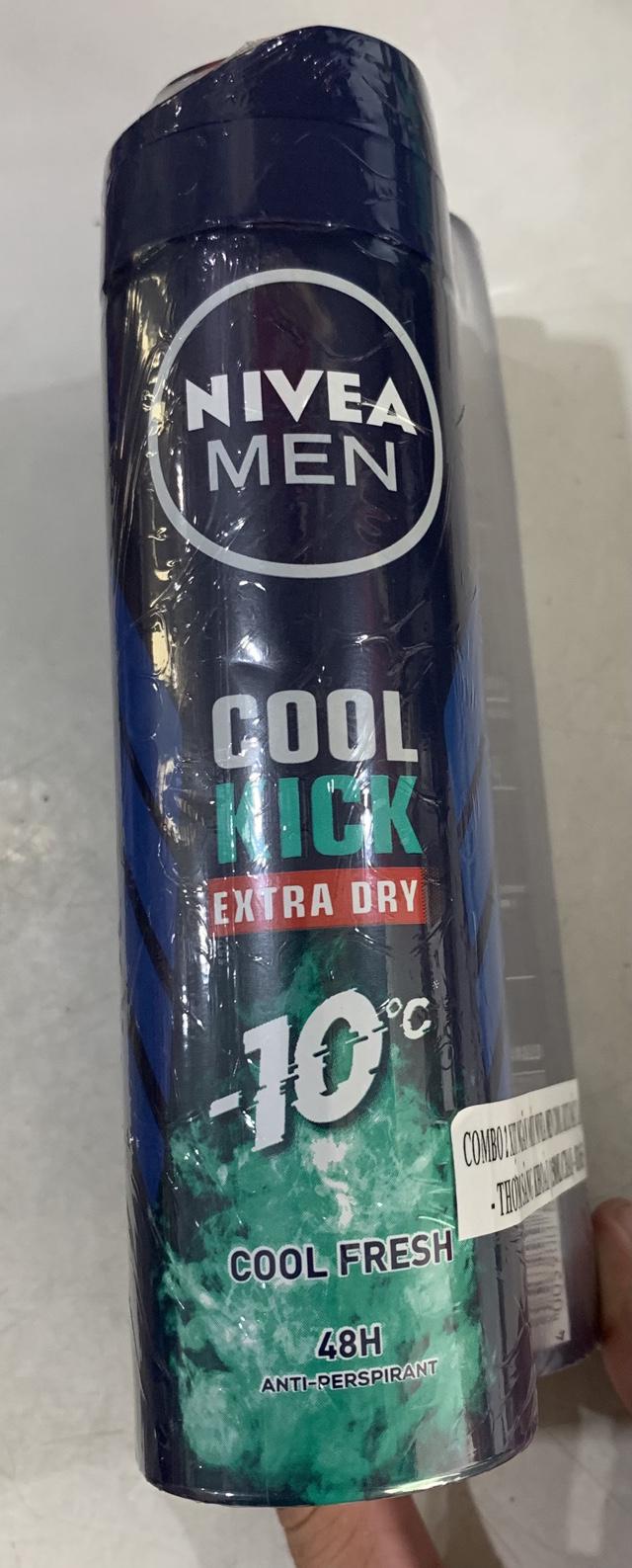 Combo 2 Xịt ngăn mùi NIVEA MEN Cool Kick Mát Lạnh - Thơm sảng khoái 150ml/chai- 83165