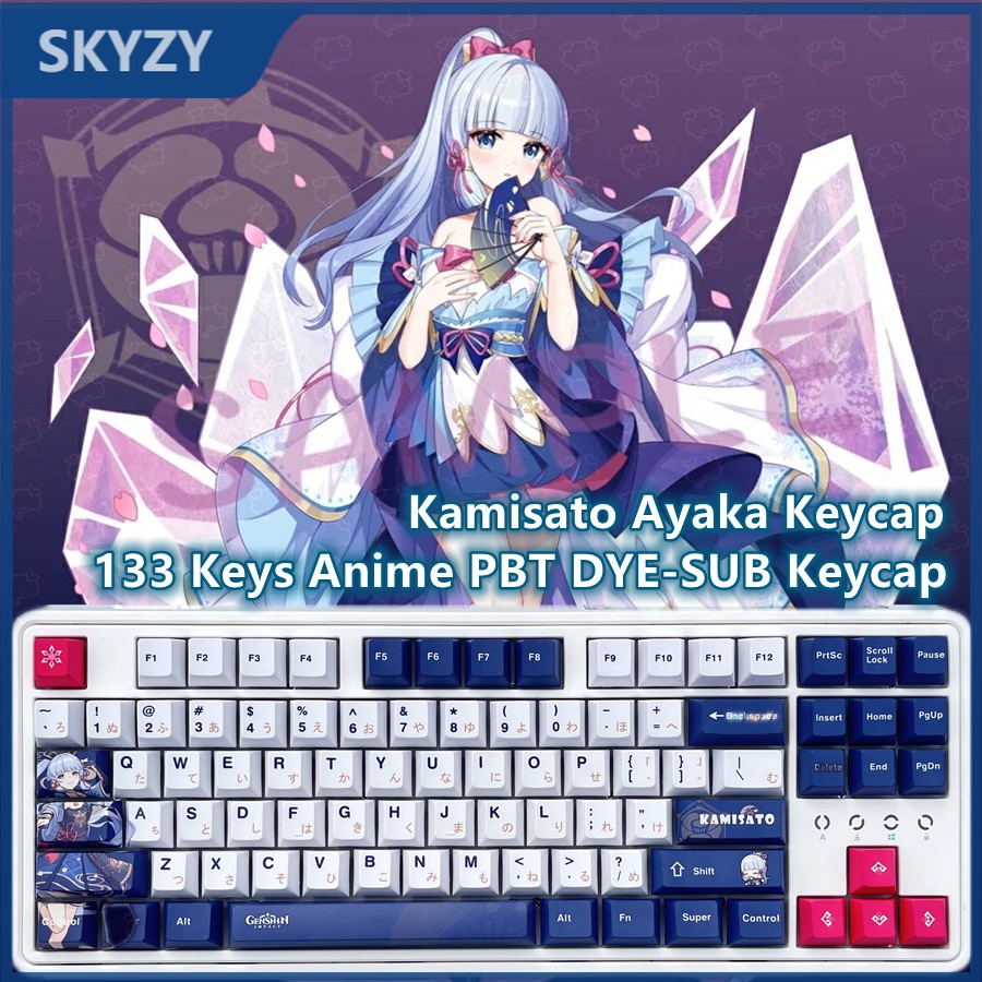 Kamisato Ayaka Keycap Cherry Profile Genshin Impact Anime PBT DYE-SUB Bàn phím cơ học Keycap
