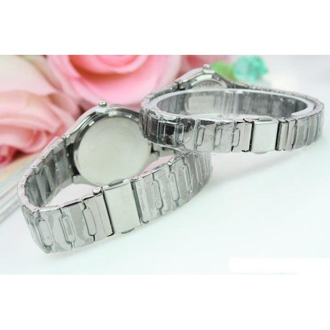 Đồng Hồ Cặp Đôi Nam Nữ Dây Kim Loại Yishi Mạ Bạc Thòi Trang Cực Đẹp - Hazo
