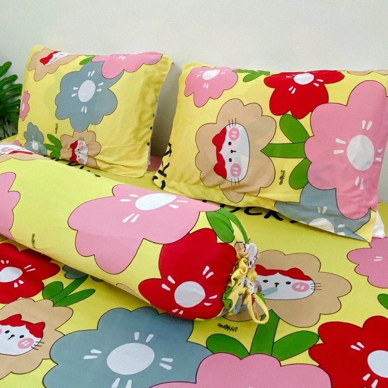 Bộ ga và vỏ gối thun mẫu bông hoa