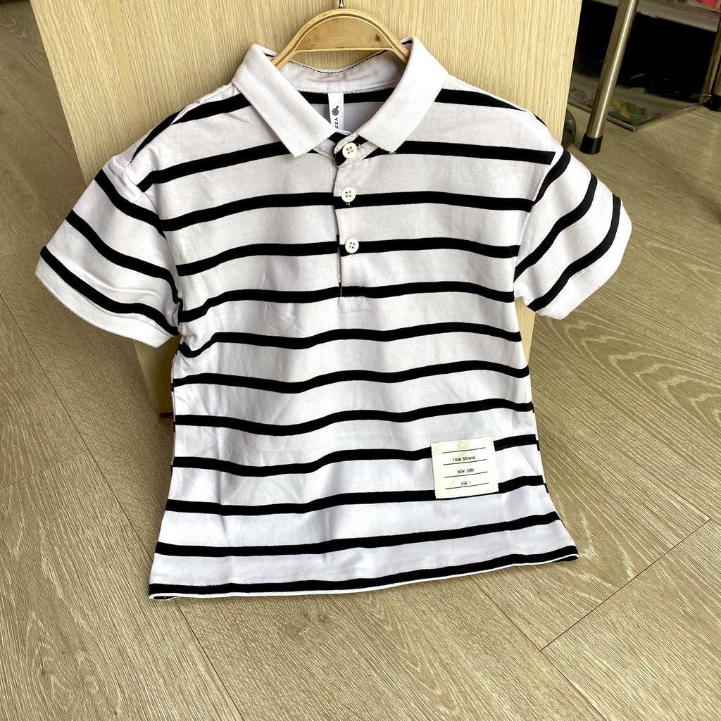 ÁO POLO SỌC NGANG TRẮNG ĐEN (15Kg-30Kg)