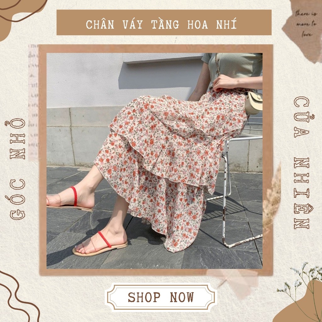 [ẢNH THẬT-SẴN] Chân Váy Hoa Nhí Vintage Xếp Tầng Nhiều Màu