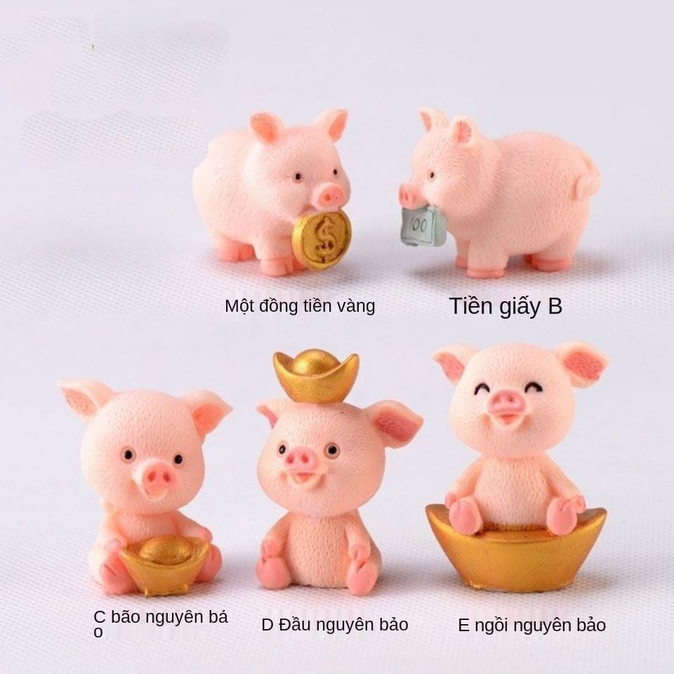 ♟㍿Fortune Pig Tự làm đồ trang trí nhỏ tiểu cảnh ngon lành, xe hơi, thủ công bằng nhựa heo đất để bàn hoạt hình