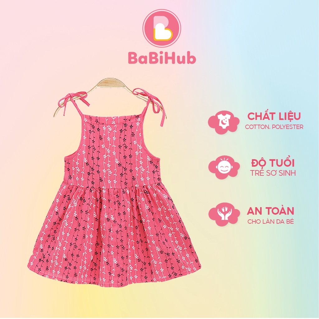 Đầm cho bé gái 9-18 tháng tuổi cotton họa tiết hoa nhí, Váy cho bé gái chất cotton mềm dáng xòe đáng yêu_19563428