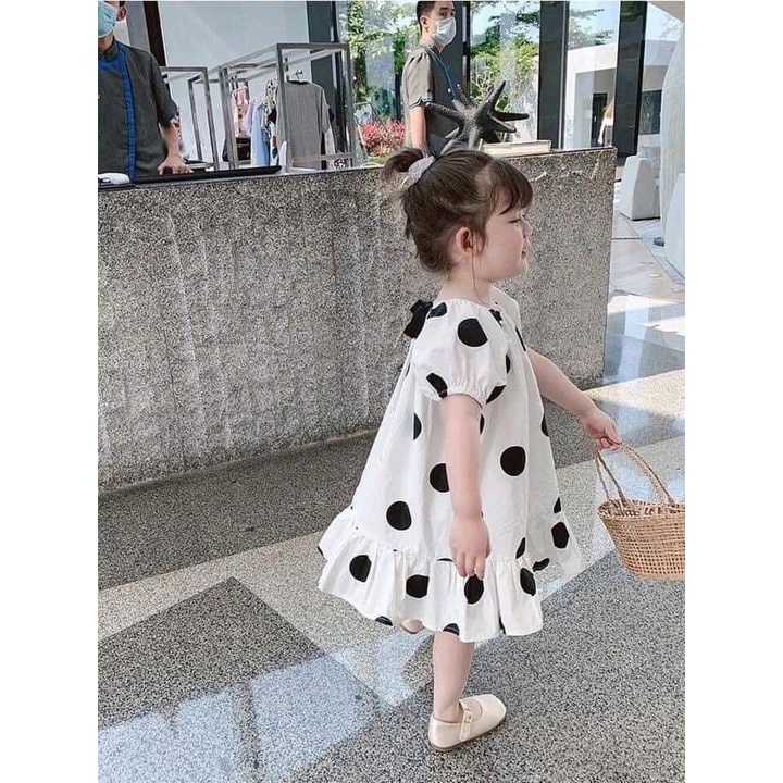 Váy bé gái chấm bi nơ lưng AM676 - đầm bé gái từ sơ sinh đến 18kg TTR282