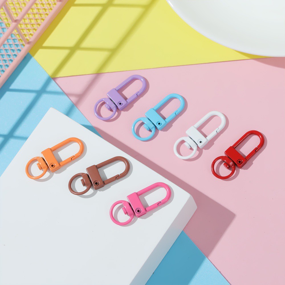 Set 5 móc khóa cài tôm hùm bằng kim loại nhiều màu sắc tùy chọn dành cho làm túi xách DIY