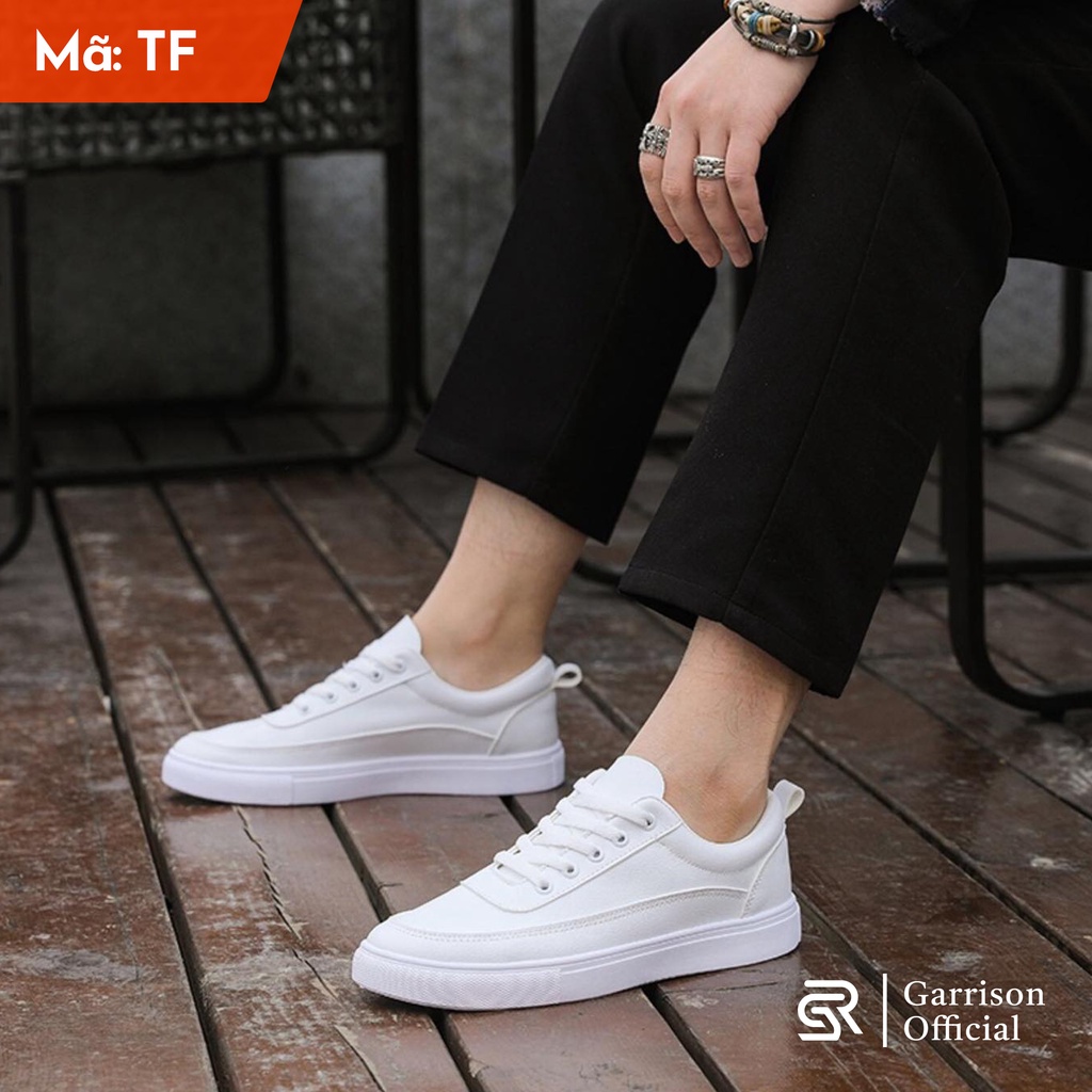 Giày Nam Trắng Cao Cấp White Sports Fashion Da PU Bền Đẹp GARRISON OFFICIAL Trending 2022