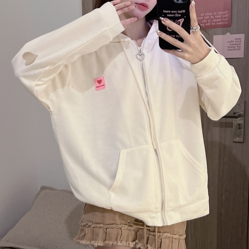 SUXI Áo Khoác Nữ Có Nón Tay Dài Màu Sắc Thời Trang