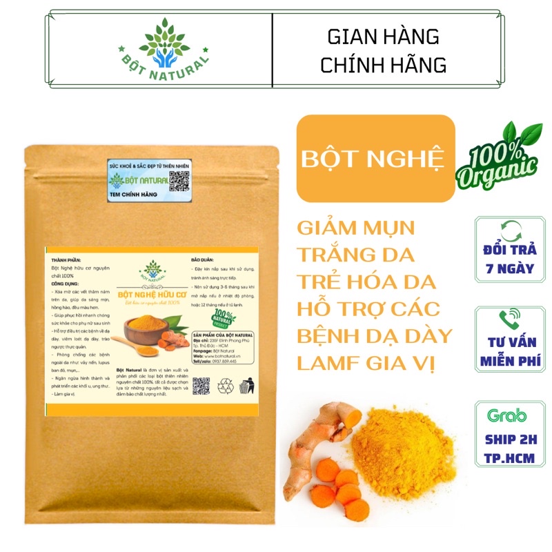 Bột nghệ nguyên chất sấy lạnh 500gr - dưỡng da mờ thâm, ngừa mụn, trắng da, làm gia vị | BỘT NATURAL