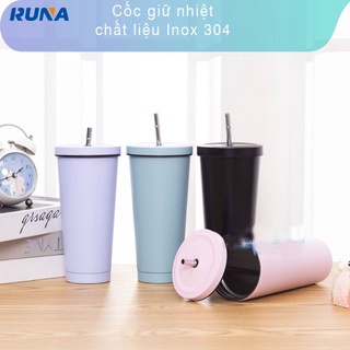 Cốc giữ nhiệt 500ml - inox 304 - tặng kèm ống hút - ly giữ nhiệt lạnh - nhiều màu nhiều sự lựa chọn