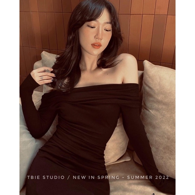 THUYBIESHOP | váy trễ vai rúm kiểu