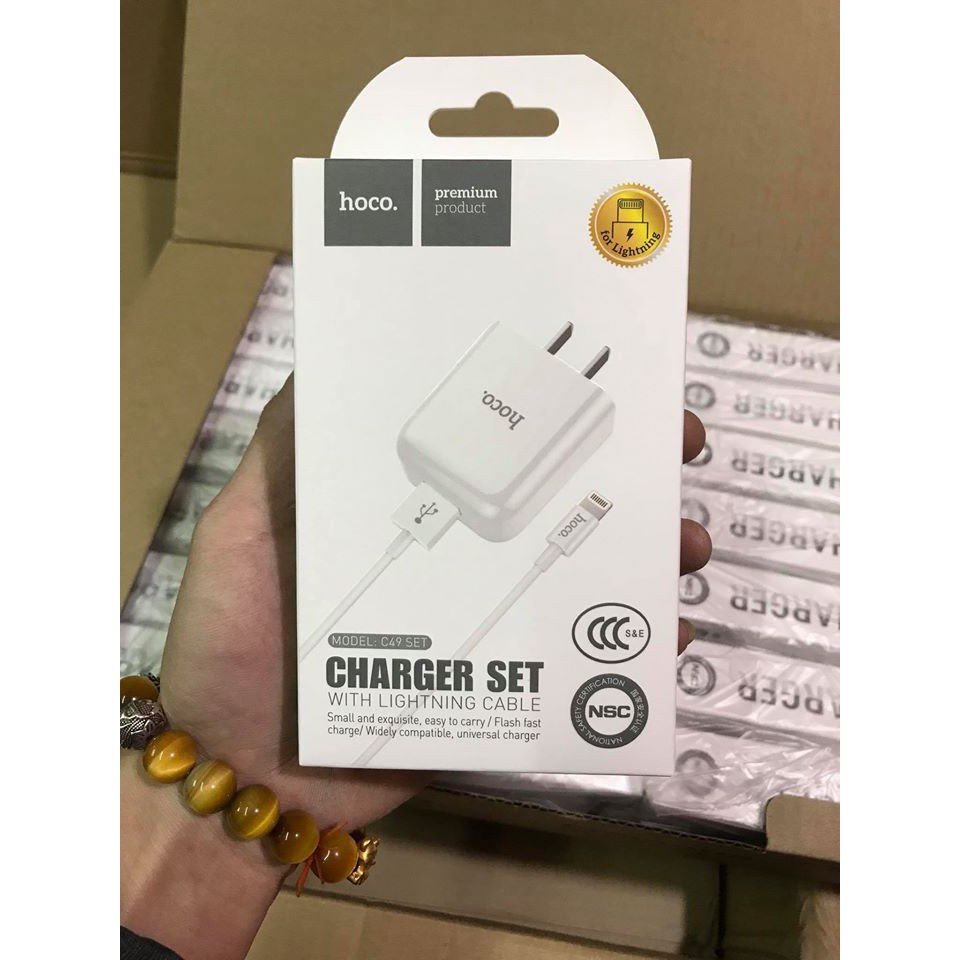 Bộ Củ Sạc Iphone Lightning FREESHIP Hoco C49 Bảo Hành 1 Năm Chính Hãng