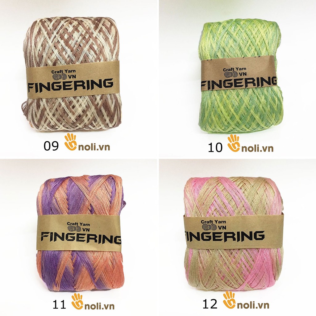 Sợi cotton bóng Fingering loang 100gr