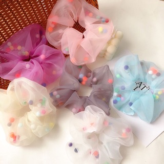 🌈Chun cột tóc Scrunchies cầu vồng mix hạt