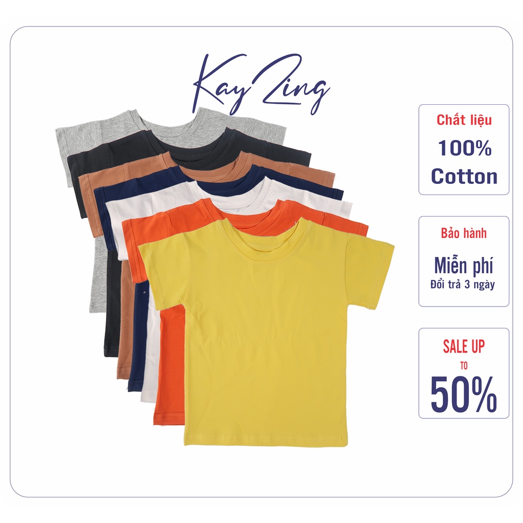 ÁO THUN TRƠN BÉ TRAI 7 MÀU CHẤT VẢI COTTON 100% 1-8T