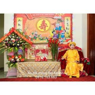 (Combo Gấm) Áo Dài Mừng Thọ+ Quần+ Mấn mừng thọ Khánh Ly