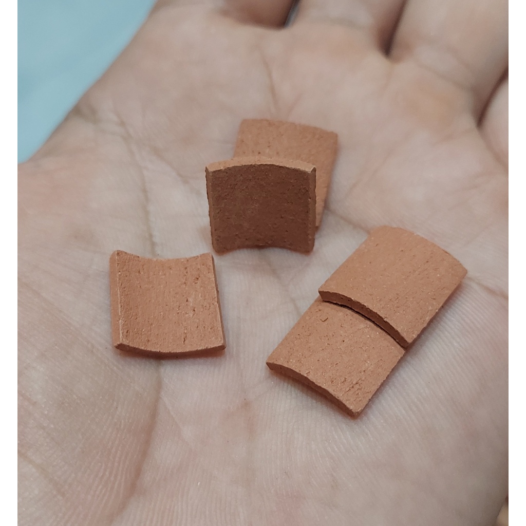 100 viên - NGÓI ÂM DƯƠNG Mini 15x15x2mm, Gạch Ngói Đất Sét Nung Mô Hình, Tiểu Cảnh.
