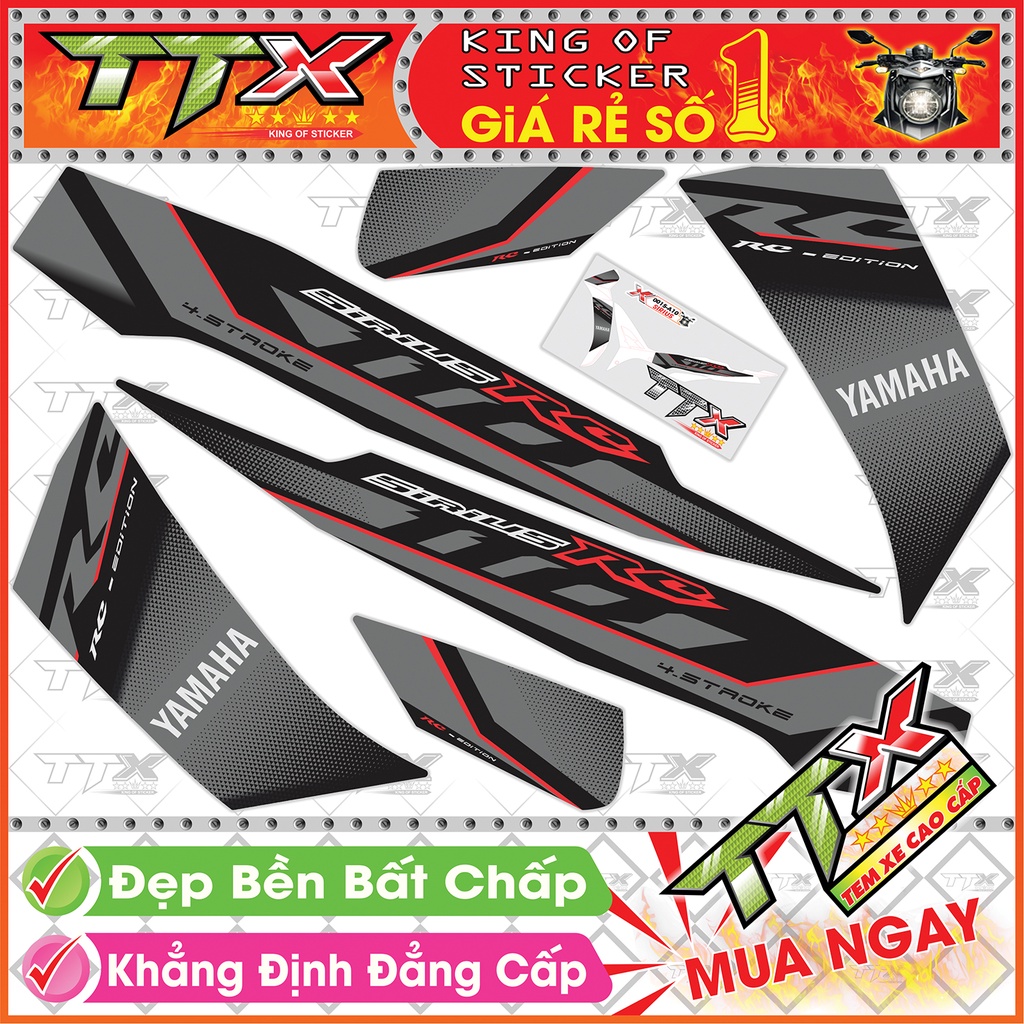 Tem xe sirius đen đỏ rc 110 , Team phụ kiện sirius rc màu đen chỉ đỏ siêu đẹp , Shop TTX Tem rời sirius mã (S0015/A10)