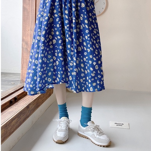 Tất Vớ Cao Cổ Tone Xanh Sọc Dọc Đơn Giản Thời Trang Nhật Bản