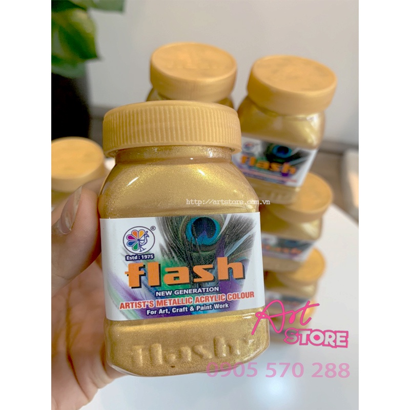 Màu Acrylic Ấn Độ Flash Nhũ Vàng 100ml