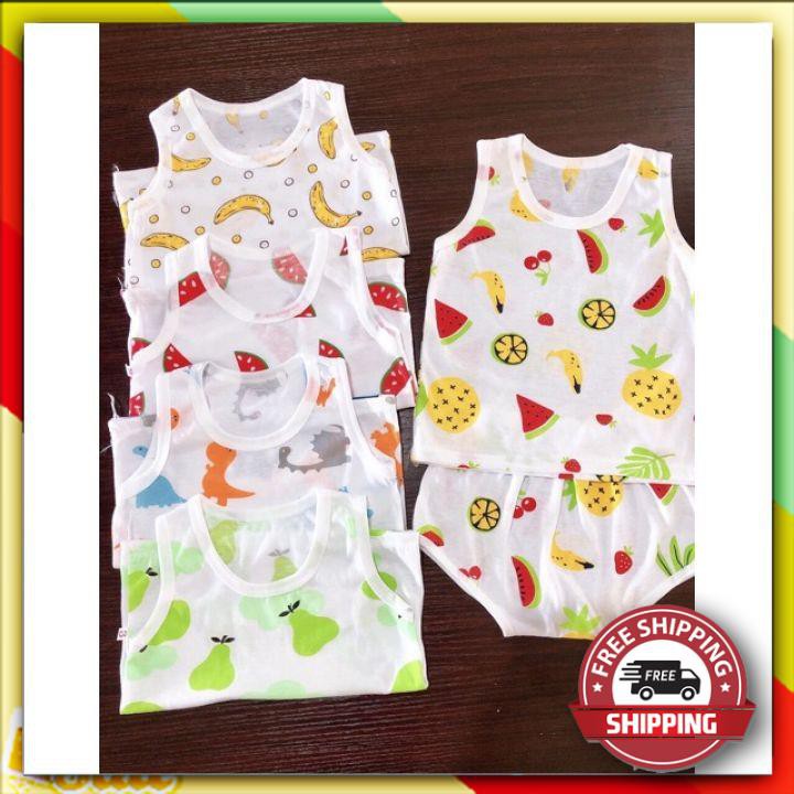 ⚜️𝐂𝐨𝐭𝐭𝐨𝐧 𝐋𝐨𝐚̣𝐢 𝟏⚜️ Sét 5 Bộ Chíp Cotton Hoa Quả Cho Bé Từ 5-15kg - Quần Áo Trẻ Em