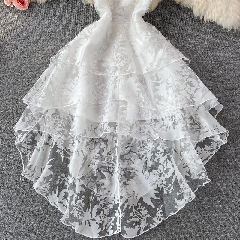 🌸Hàng Order🌸 Váy Đầm Voan Công Chúa Họa Tiết Xếp Ly Tầng Đuôi Cá Thanh Lịch Nữ Tính 🌸Hàng Quảng Châu