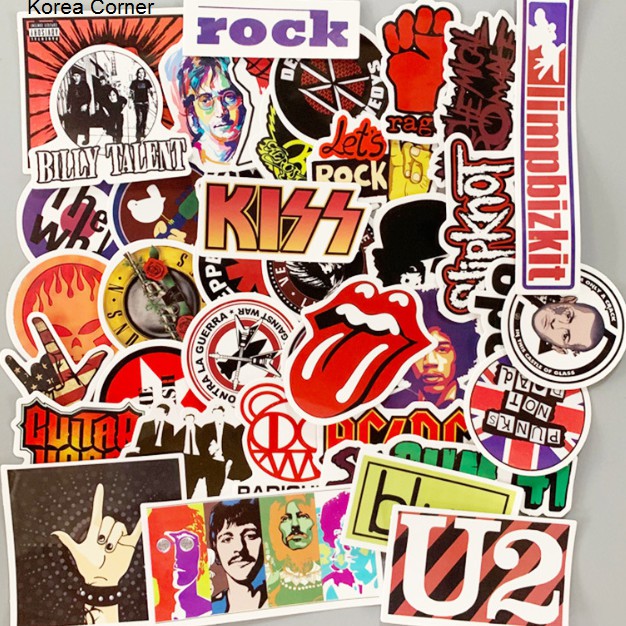 Bộ 50 STICKER LETS ROCK - Dán laptop, nón, xe...