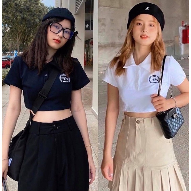 Áo croptop có cổ thêu chữ cực xinh | BigBuy360 - bigbuy360.vn