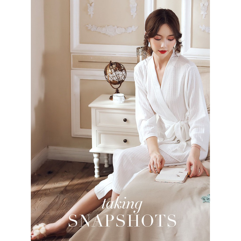 Áo choàng tắm thắt dây cột eo sang trọng cotton siêu mịn | BigBuy360 - bigbuy360.vn