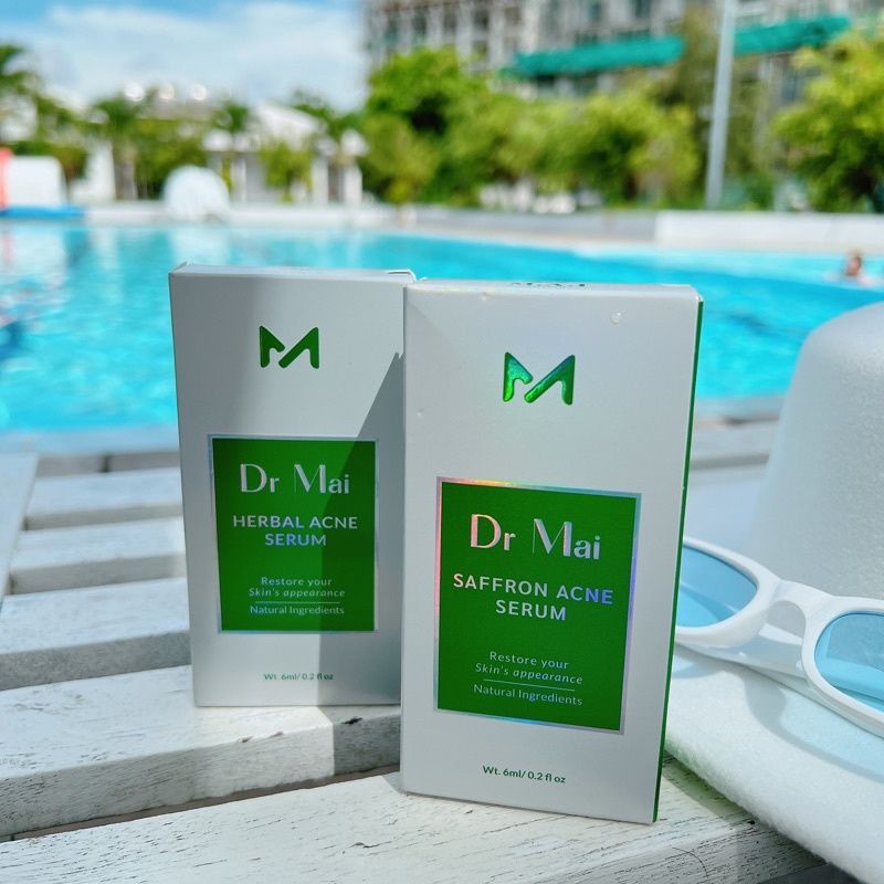 Dr Mai Combo 2 Mix Saffron, Serum sạch mụn Dr Mai 5ml, lựa chọn hoàn hảo cho làn da mụn