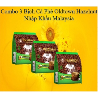 Combo 3 bich cà phê trắng white coffee oldtown hazelnut malaysia