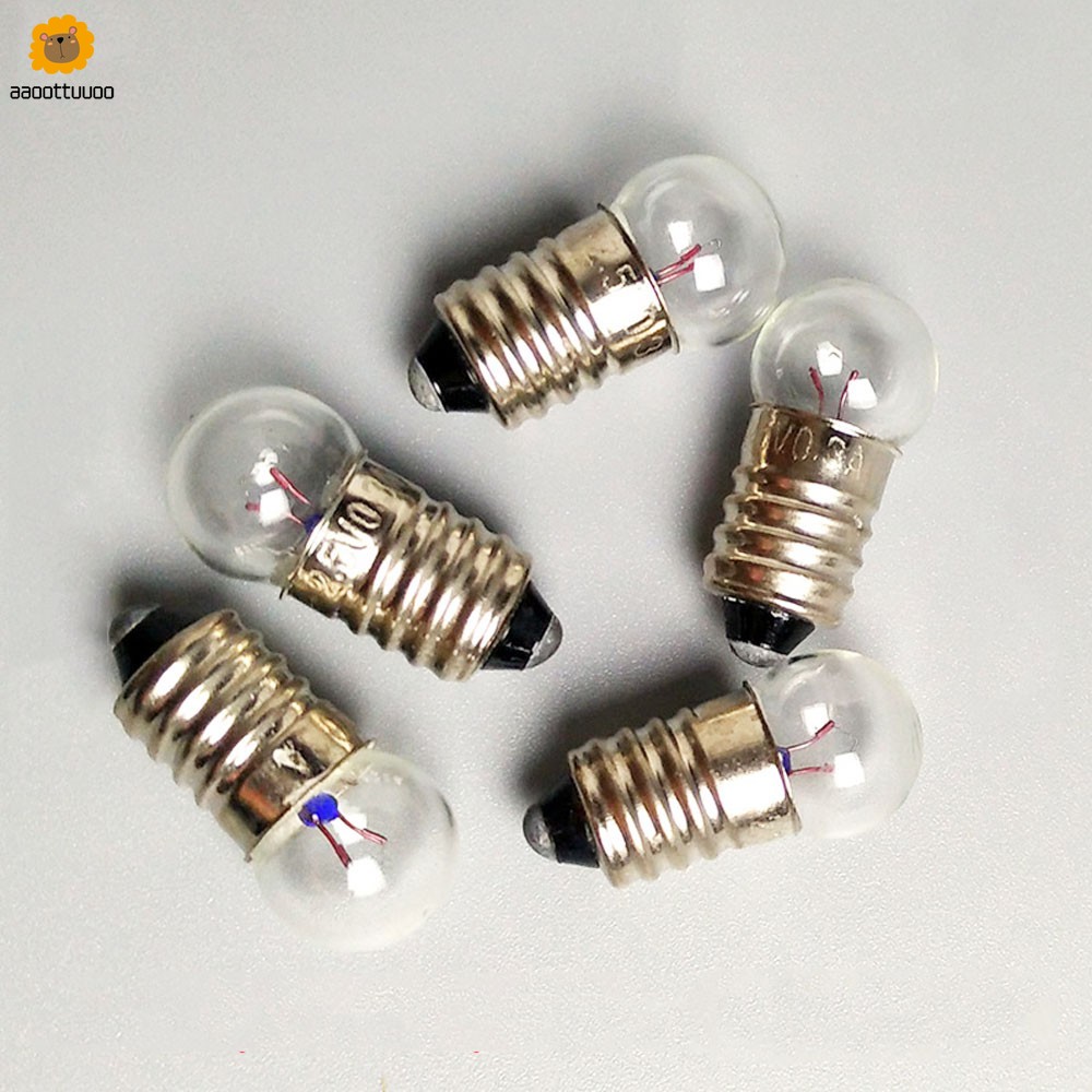 Set 5/10 bóng đèn E10 Mini đế xoắn ốc 2.5V 0.3A Led E10