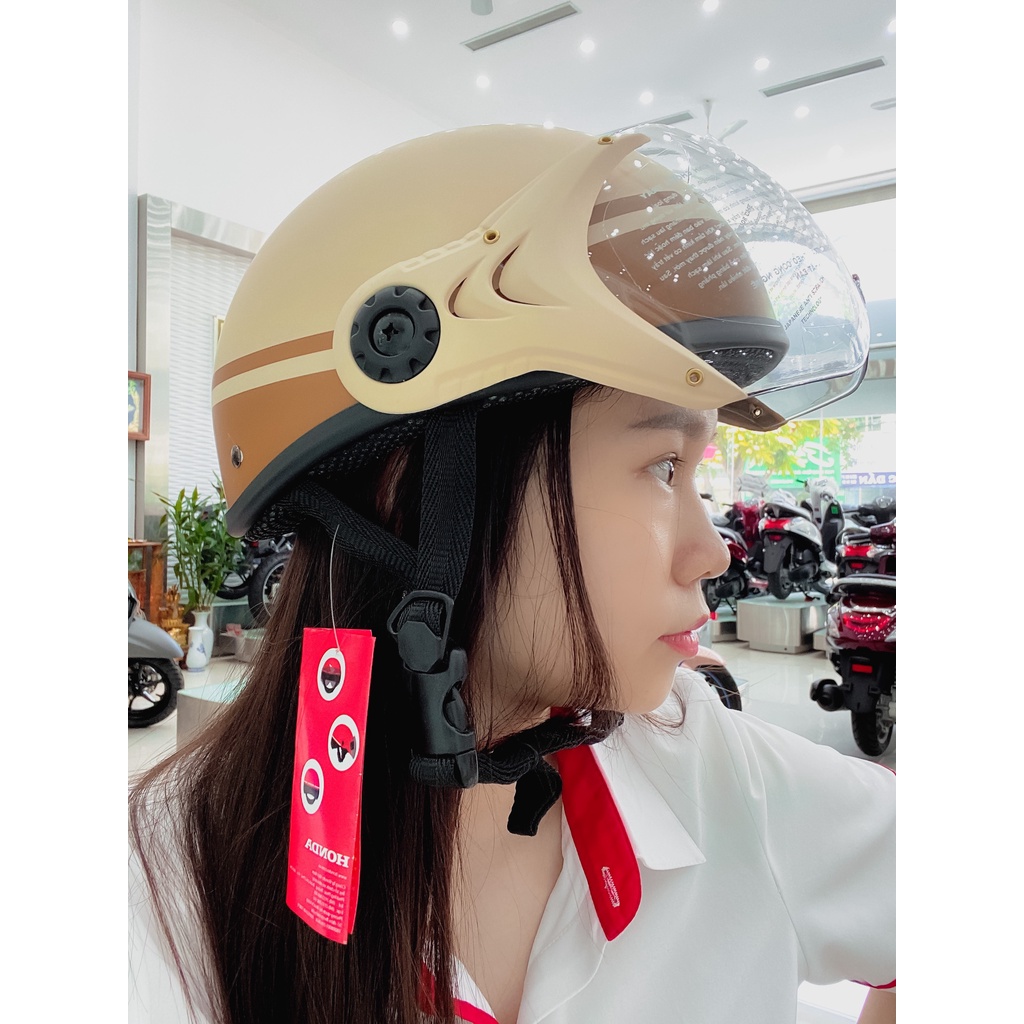 Mũ bảo hiểm nửa đầu có kính kem nâu Honda chính hãng