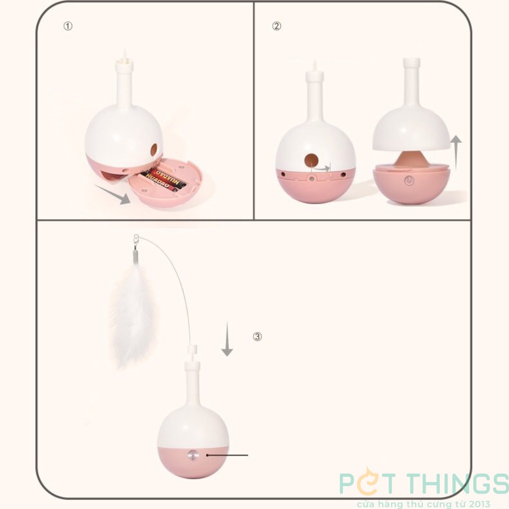 Đồ chơi cần câu mèo Top Cat tự động xoay & nhả thức ăn Pakeway chạy pin