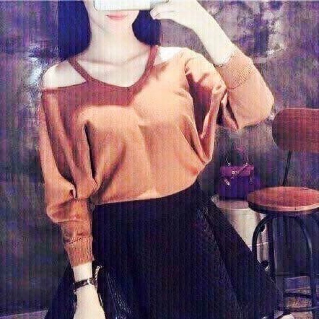 Áo thun gân freesize màu cam đất