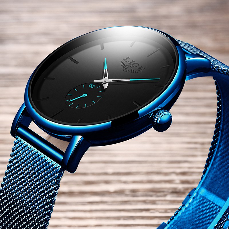 Đồng hồ đeo tay LIGE bộ máy thạch anh chống thấm nước kiểu dáng đơn giản thời trang cho nam