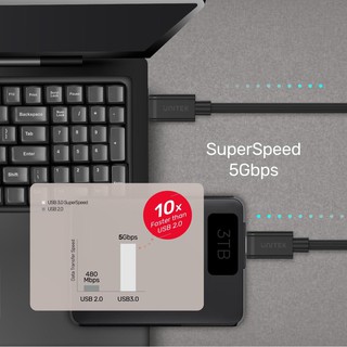 UNITEK Y-C477BK - Cáp USB Type-C Với 5Gbps Cao Cấp