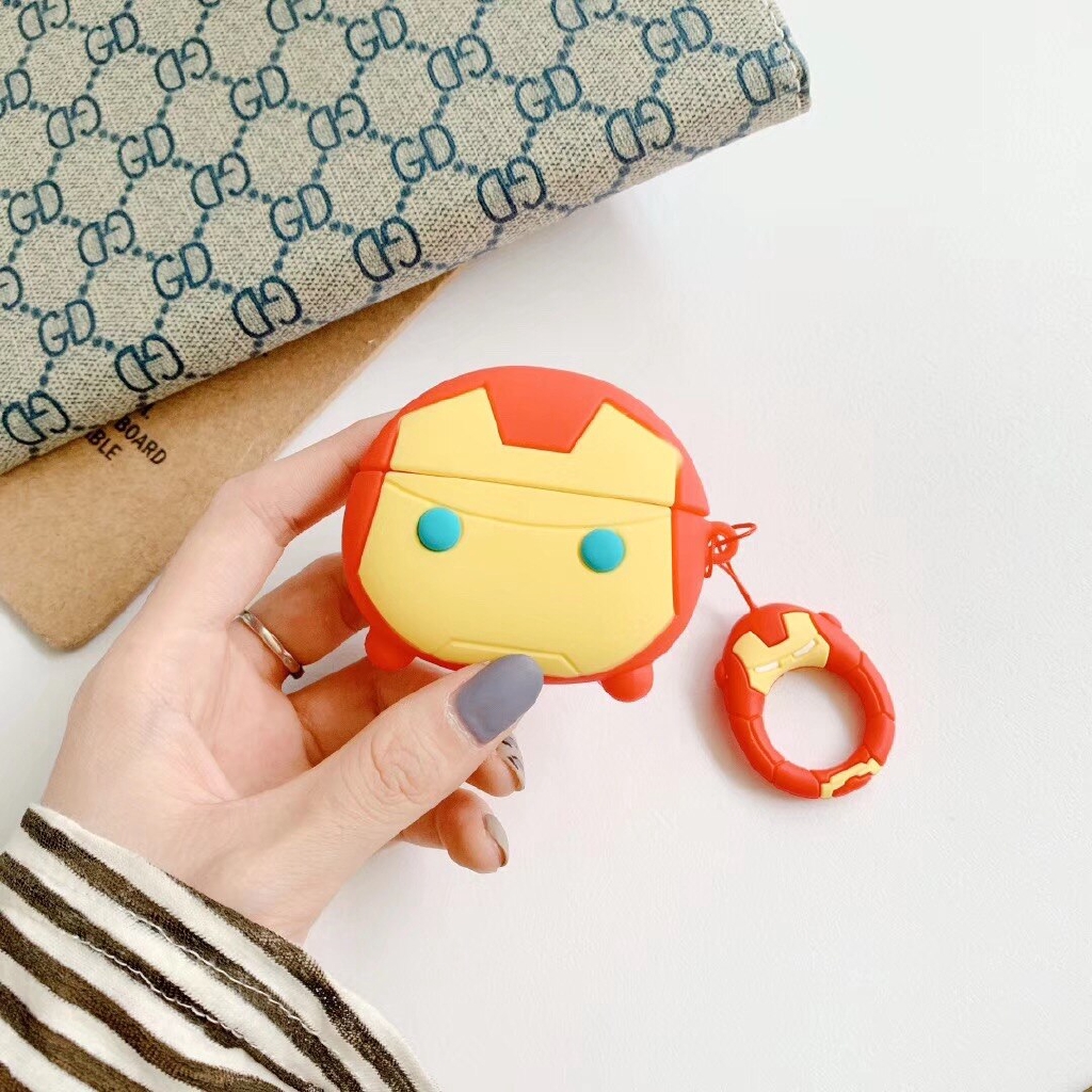 Vỏ Bảo Vệ Hộp Sạc Tai Nghe Airpods 3 Pro Bằng Silicon Mềm Hình Marvel Iron Man Spider Man