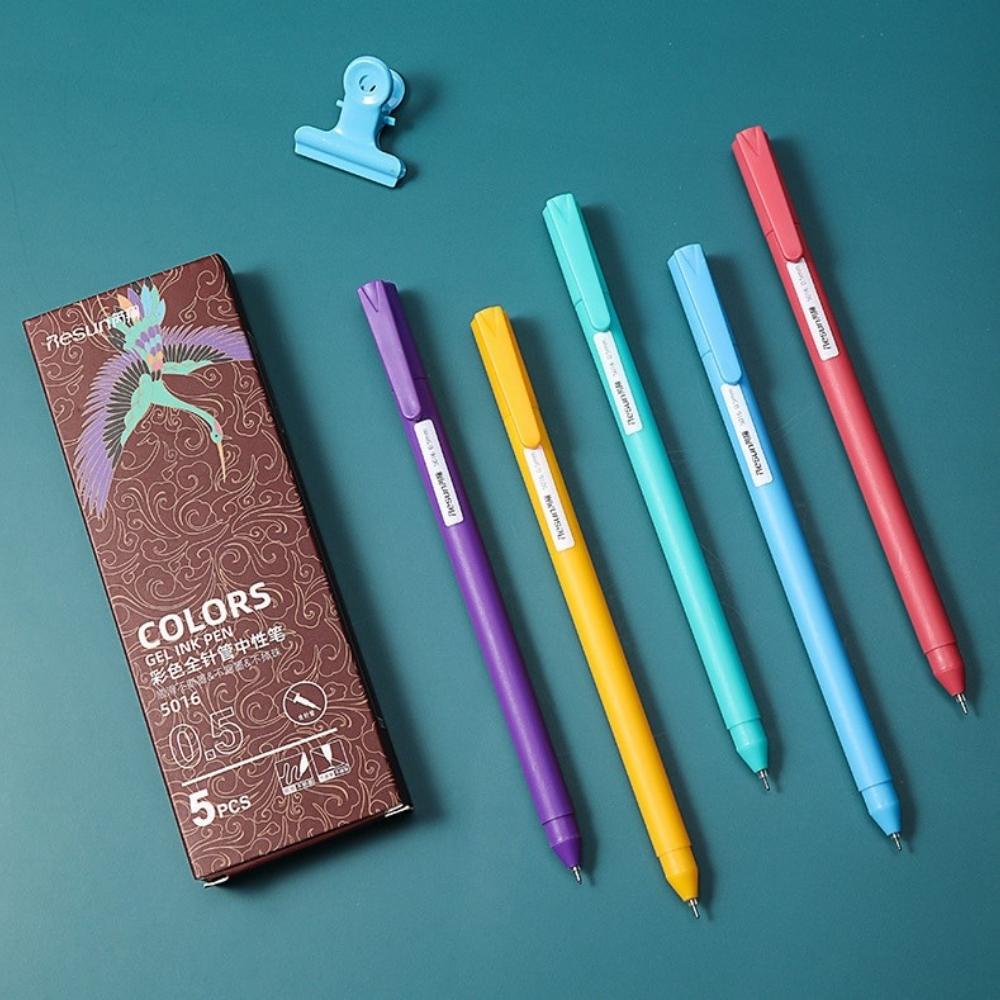Hộp 5 bút bi nước Colors mực gel nhiều màu Pison ngòi viết 0.5mm trang trí sổ - 1 bộ