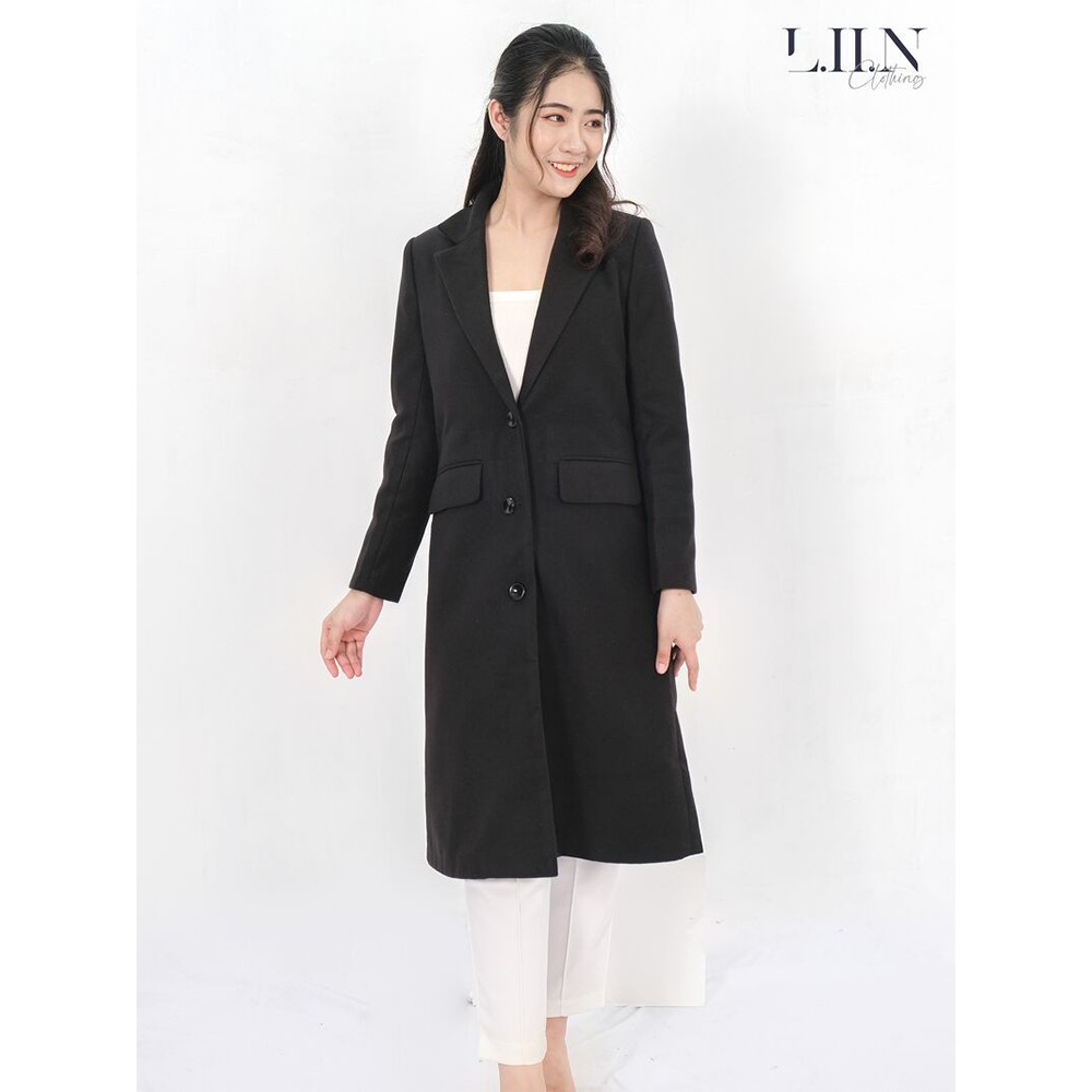 Áo dạ đen dáng dài mềm mại, dễ phối đồ LIIN Clothing M0021