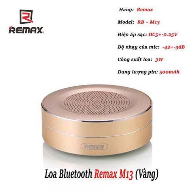 [TẶNG CỐC SẠC] Loa Bluetooth REMAX RB-M13✓Bluetooth 5.0✓Pin Bền✓Siêu Nhẹ✓Chống Nước✓Âm Thanh Siêu Bass✓CHÍNH HÃNG