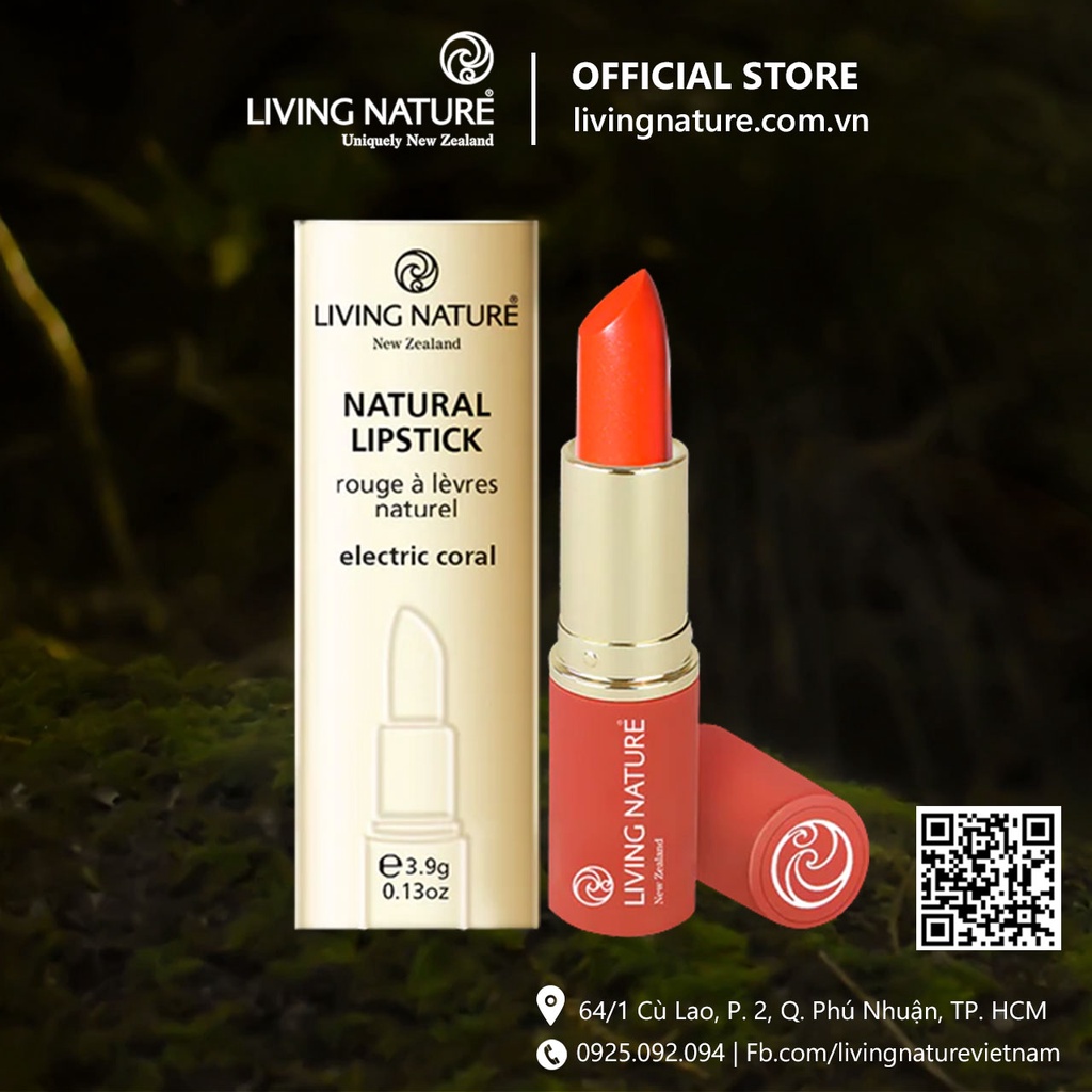 Son môi organic Living Nature Electric Coral 15 – màu cam san hô