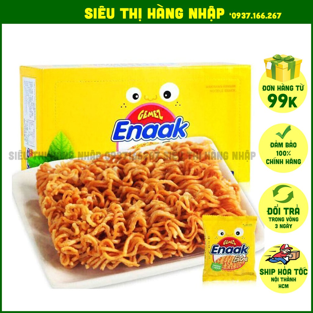 [Thùng 24 gói] Snack mì Enaak Extra Indonesia cho bé, mì tôm ăn sống, mì ăn liền | BigBuy360 - bigbuy360.vn